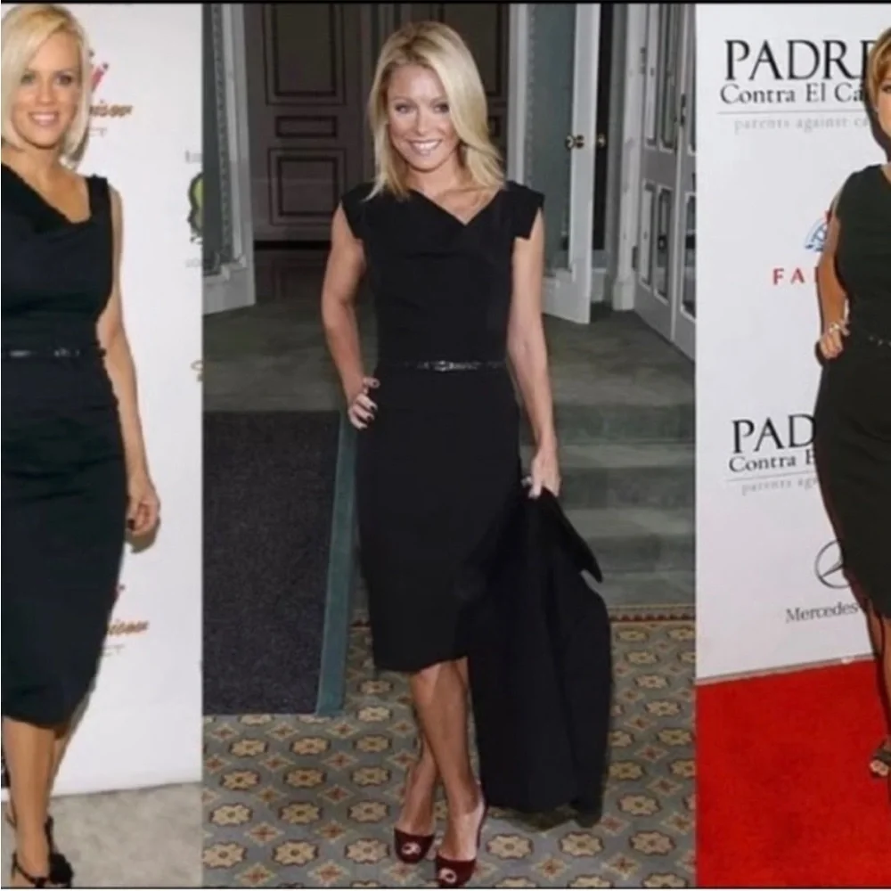 Black Halo Jackie O Belted Cocktail Sheath Dress Black Blogger Celeb Fave Sz 14 - Picture 9 of 16